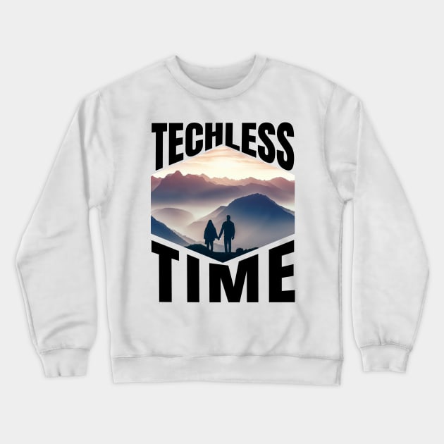 Techless Time Mountain Range Sunrise Couple Tee Crewneck Sweatshirt by UnpluggedLife